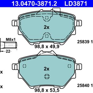 Placute frana OPEL COMBO Autoutilitara/limuzina spatioasa (K9) 1.2 benzina 131 cai ATE 13.0470-3871.2
