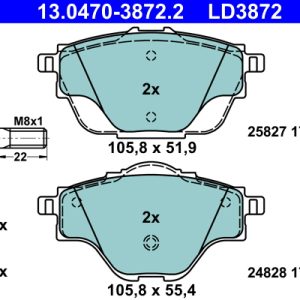Placute frana OPEL GRANDLAND / GRANDLAND X (A18, P1UO) 2.0 D (75) diesel 177 cai ATE 13.0470-3872.2