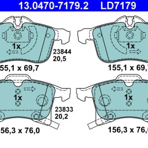 Placute frana OPEL COMBO Autoutilitara/limuzina spatioasa 1.7 DI 16V diesel 65 cai ATE 13.0470-7179.2
