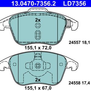 Placute frana OPEL MOKKA 1.2 (76) benzina 101 cai ATE 13.0470-7356.2