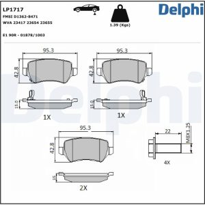 Placute frana OPEL COMBO Autoutilitara/limuzina spatioasa 1.7 DI 16V diesel 65 cai DELPHI LP1717