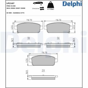 Placute frana OPEL CASCADA (W13) 1.6 (67) benzina 136 cai DELPHI LP2167