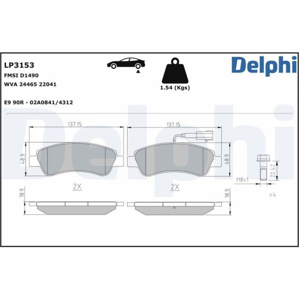Placute frana OPEL MOVANO C platou / sasiu (U9) 2.2 D diesel 120 cai DELPHI LP3153