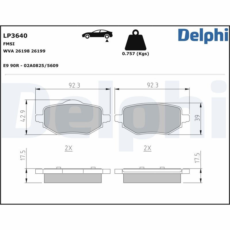 Placute frana OPEL MOKKA 1.2 Turbo Hybrid benzina/elector 136 cai DELPHI LP3640