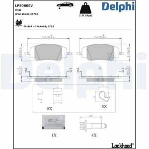 Placute frana OPEL MOKKA MOKKA-e (76) electric 136 cai DELPHI LP5080EV