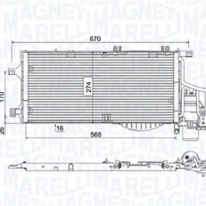 Condensator climatizare OPEL COMBO Autoutilitara/limuzina spatioasa 1.7 CDTI 16V diesel 101 cai MAGNETI MARELLI 350203783000