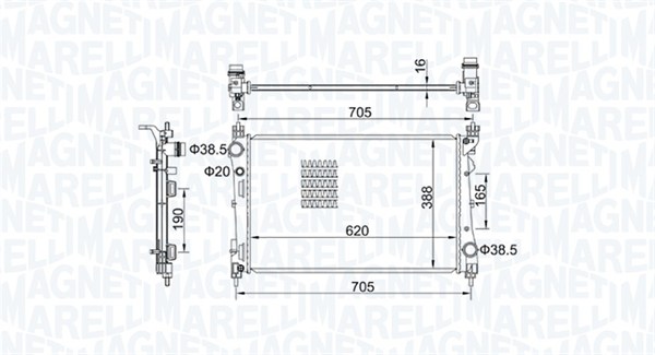 Radiator racire motor OPEL COMBO Autoutilitara/limuzina spatioasa (X12) 1.3 CDTI (B05) diesel 95 cai MAGNETI MARELLI 350213163100