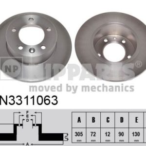 Disc frana OPEL MOVANO B platou / sasiu (X62) 2.3 CDTI FWD (EV, HV, UV) diesel 170 cai NIPPARTS N3311063