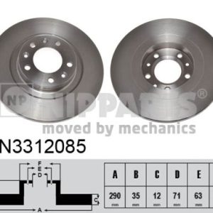 Disc frana OPEL GRANDLAND / GRANDLAND X (A18, P1UO) 1.6 Turbo Hybrid benzina/elector 224 cai NIPPARTS N3312085