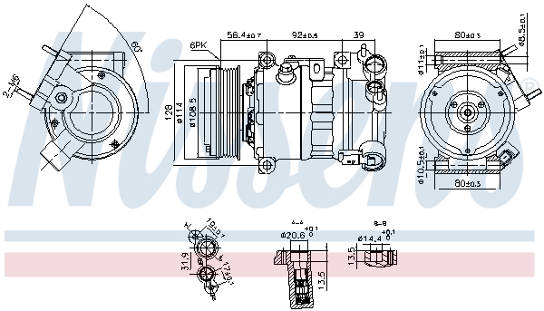 Compresor climatizare OPEL COMBO Autoutilitara/limuzina spatioasa (K9) 1.2 benzina 131 cai NISSENS 890599