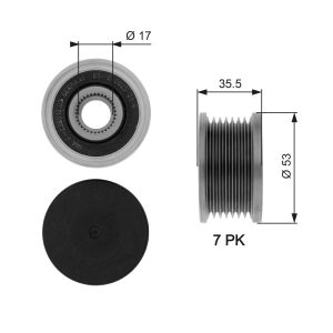 Fulie alternator OPEL MOVANO A platou / sasiu (X70) 2.2 DTI (ED, HD, UD0, UD4) diesel 90 cai GATES OAP7110