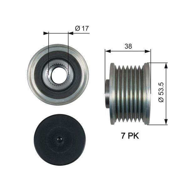 Fulie alternator OPEL MOVANO B caroserie (X62) 2.3 CDTI FWD (FV) diesel 101 cai GATES OAP7190