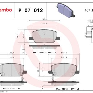 Placute frana OPEL MOKKA / MOKKA X (J13) 1.4 (_76) benzina 140 cai BREMBO P 07 012