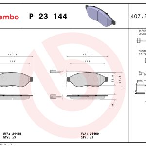 Placute frana OPEL MOVANO C platou / sasiu (U9) 2.2 D diesel 165 cai BREMBO P 23 144