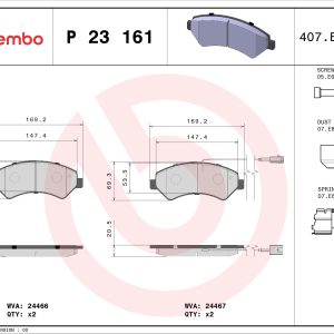 Placute frana OPEL MOVANO C caroserie (U9) MOVANO-e electric 136 cai BREMBO P 23 161