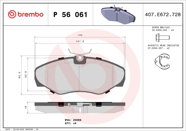 Placute frana OPEL VIVARO A caroserie (X83) 2.5 DTI (F7) diesel 135 cai BREMBO P 56 061