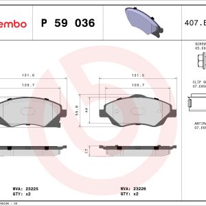 Placute frana OPEL COMBO Autoutilitara/limuzina spatioasa 1.6 benzina 87 cai BREMBO P 59 036