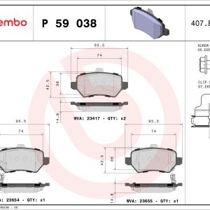 Placute frana OPEL COMBO Tour 1.3 CDTI 16V diesel 75 cai BREMBO P 59 038X