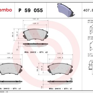 Placute frana OPEL CASCADA (W13) 1.6 (67) benzina 136 cai BREMBO P 59 055