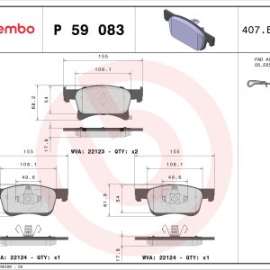 Placute frana OPEL ADAM (M13) 1.4 S benzina 150 cai BREMBO P 59 083