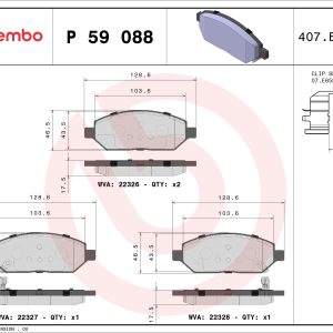 Placute frana OPEL KARL (C16) 1.0 benzina 75 cai BREMBO P 59 088