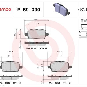Placute frana OPEL AMPERA-E (F17) EV150 (48) electric 204 cai BREMBO P 59 090