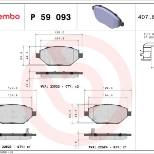 Placute frana OPEL KARL (C16) 1.0 LPG Benzina/Autogaz (GPL) 73 cai BREMBO P 59 093