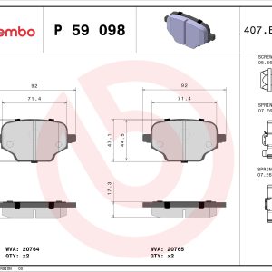 Placute frana OPEL COMBO Autoutilitara/limuzina spatioasa (K9) 1.5 D diesel 102 cai BREMBO P 59 098