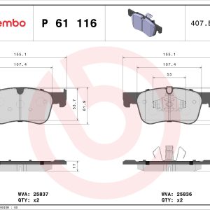 Placute frana OPEL COMBO Autoutilitara/limuzina spatioasa (K9) 1.5 D diesel 131 cai BREMBO P 61 116