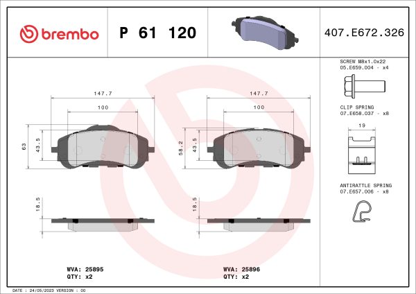 Placute frana OPEL COMBO Autoutilitara/limuzina spatioasa (K9) 1.5 D diesel 131 cai BREMBO P 61 120
