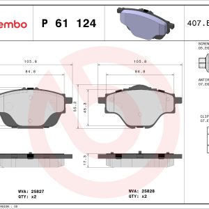 Placute frana OPEL GRANDLAND / GRANDLAND X (A18, P1UO) 1.5 Turbo D (75) diesel 131 cai BREMBO P 61 124
