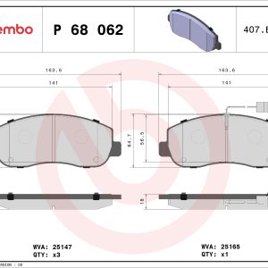 Placute frana OPEL MOVANO B platou / sasiu (X62) 2.3 CDTI RWD (EV, HV, UV) diesel 125 cai BREMBO P 68 062