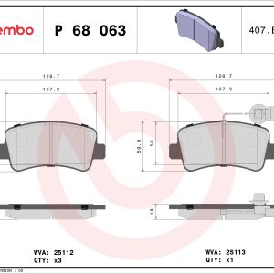 Placute frana OPEL MOVANO B platou / sasiu (X62) 2.3 CDTI FWD (EV, HV, UV) diesel 101 cai BREMBO P 68 063