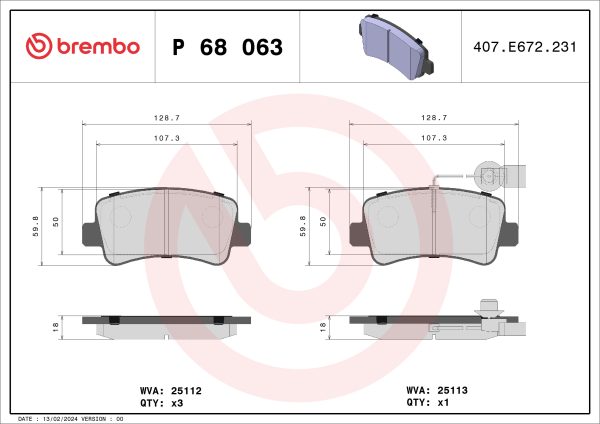 Placute frana OPEL MOVANO B platou / sasiu (X62) 2.3 CDTI FWD (EV, HV, UV) diesel 101 cai BREMBO P 68 063