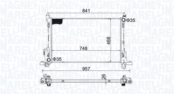 Radiator racire motor OPEL VIVARO B caroserie (X82) 1.6 CDTI (05) diesel 120 cai MAGNETI MARELLI 350213207800
