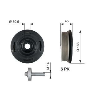 Fulie curea arbore cotit OPEL VIVARO A caroserie (X83) 2.5 DTI (F7) diesel 135 cai GATES TVD1041A