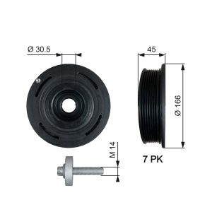 Fulie curea arbore cotit OPEL VIVARO A platou / sasiu (X83) 2.5 CDTI diesel 146 cai GATES TVD1054A