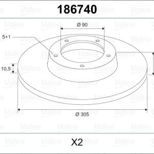 Disc frana OPEL MOVANO A bus (X70) 3.0 DTi (JD) diesel 136 cai VALEO 186740