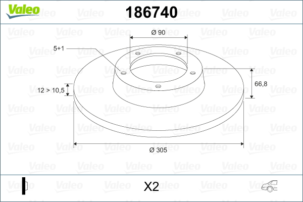 Disc frana OPEL MOVANO A caroserie (X70) 3.0 DTI (FD) diesel 136 cai VALEO 186740