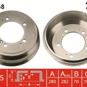 Tambur frana OPEL MOVANO A platou / sasiu (X70) 3.0 DTI (ED, HD, UD0, UD4) diesel 136 cai TRW DB4258