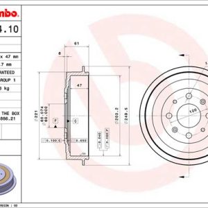 Tambur frana OPEL ADAM (M13) 1.4 benzina 101 cai BREMBO 14.A854.10