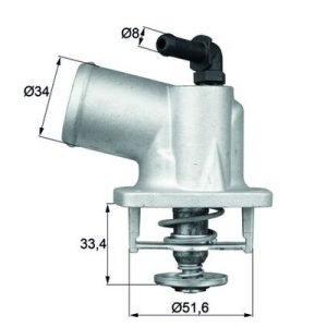 Termostat lichid racire OPEL COMBO Autoutilitara/limuzina spatioasa 1.6 CNG 16V Benzina/Gaz metan (GNC) 97 cai MAHLE ORIGINAL TI 54 92D