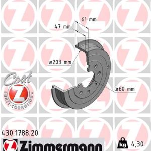 Tambur frana OPEL ADAM (M13) 1.4 LPG Benzina/Autogaz (GPL) 87 cai ZIMMERMANN 430.1788.20