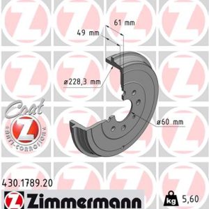 Tambur frana OPEL ADAM (M13) 1.4 LPG Benzina/Autogaz (GPL) 87 cai ZIMMERMANN 430.1789.20