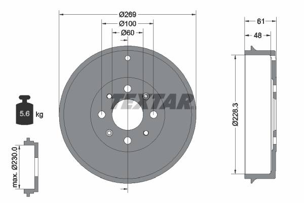Tambur frana OPEL ADAM (M13) 1.4 LPG Benzina/Autogaz (GPL) 87 cai TEXTAR 94027200
