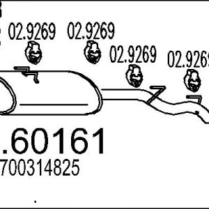 Toba esapament finala OPEL MOVANO A platou / sasiu (X70) 2.8 DTI (ED, HD, UD0, UD4) diesel 114 cai MTS 01.60161