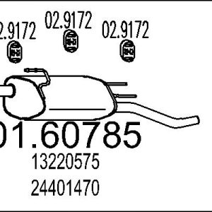Toba esapament finala OPEL COMBO Autoutilitara/limuzina spatioasa 1.7 DTI 16V diesel 75 cai MTS 01.60785