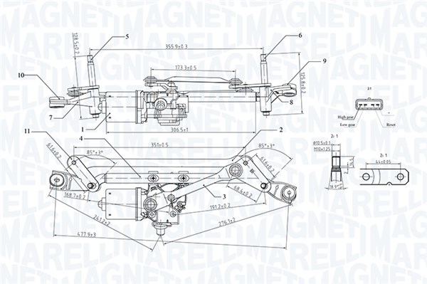 Sistem stergator parbriz OPEL MOKKA / MOKKA X (J13) 1.4 LPG (_76) Benzina/Autogaz (GPL) 140 cai MAGNETI MARELLI 064351736010