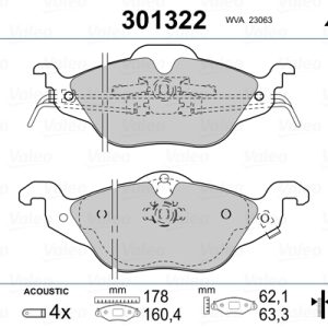 Set placute frana VALEO 301322