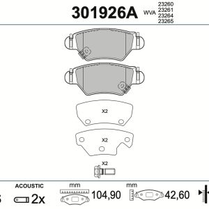 Set placute frana VALEO 301926A